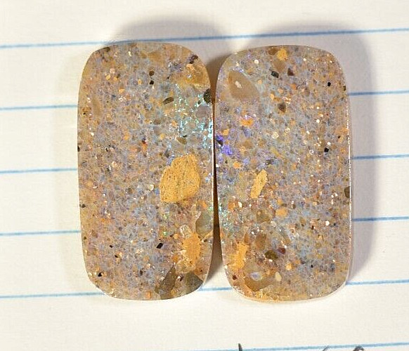 Matched Pair Louisiana Opal Cabochon Gem Opal Natural Untreated 20.50 cts.