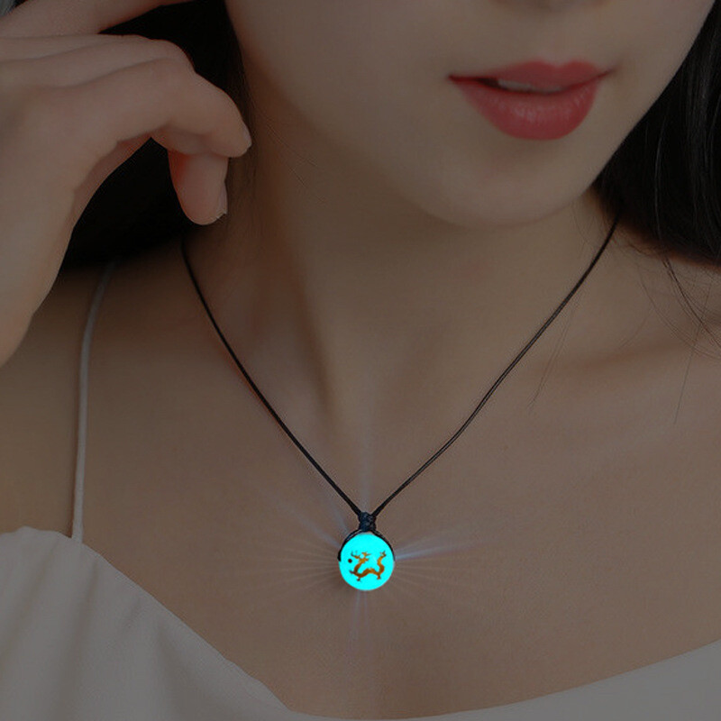 Glow in the Dark Luminous 12 Zodiac Sign Animal Pendant Necklace Women Jewelry