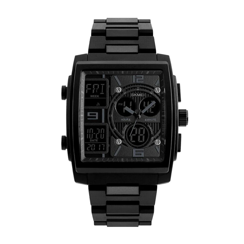 Men’s Military Sport Watch 50M Waterproof LED Dual Time Zone Alarm Chronograph