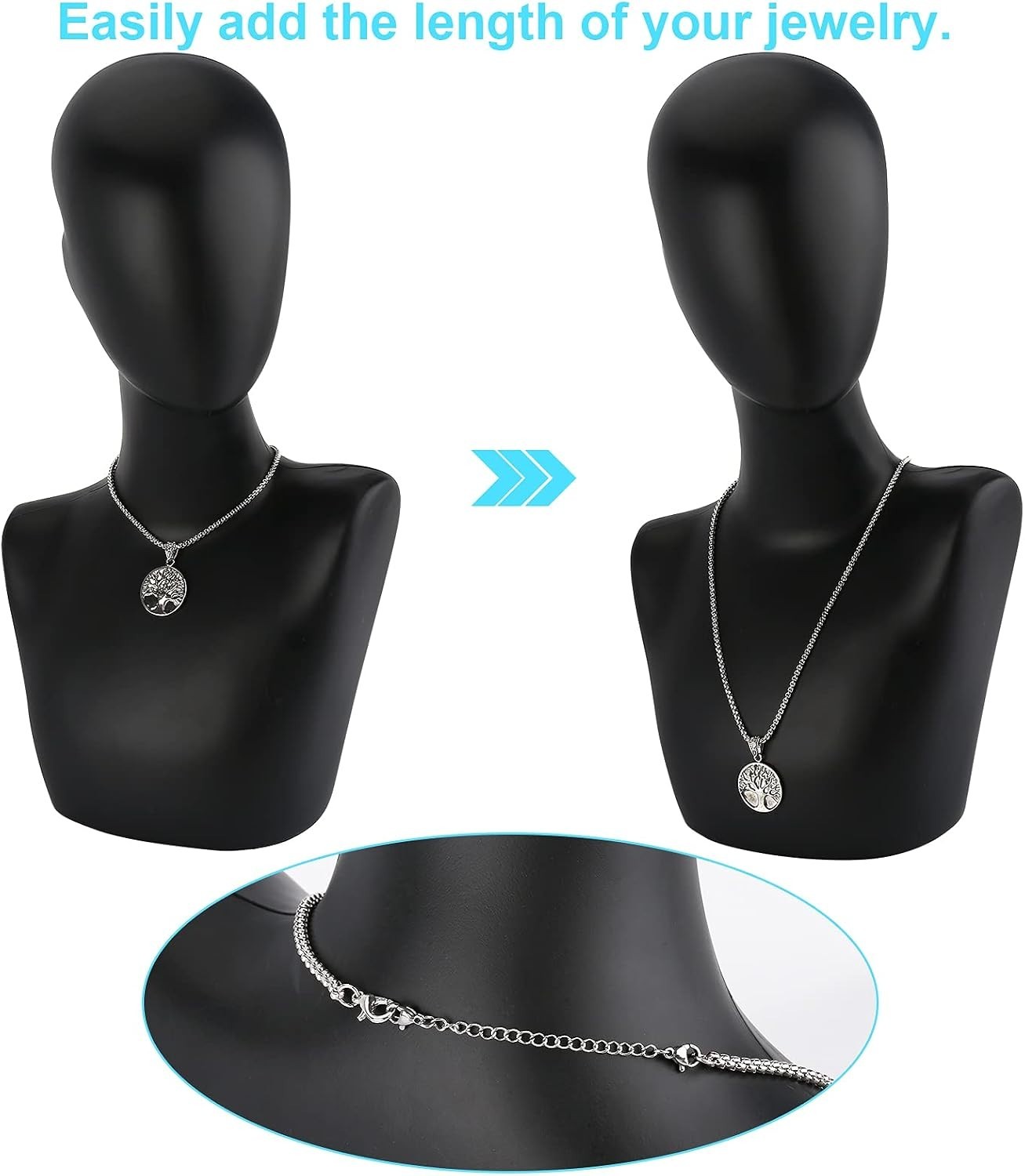 Durable 12 PCS Necklace Extenders – Silver Stainless Steel, 1-6” Length Options