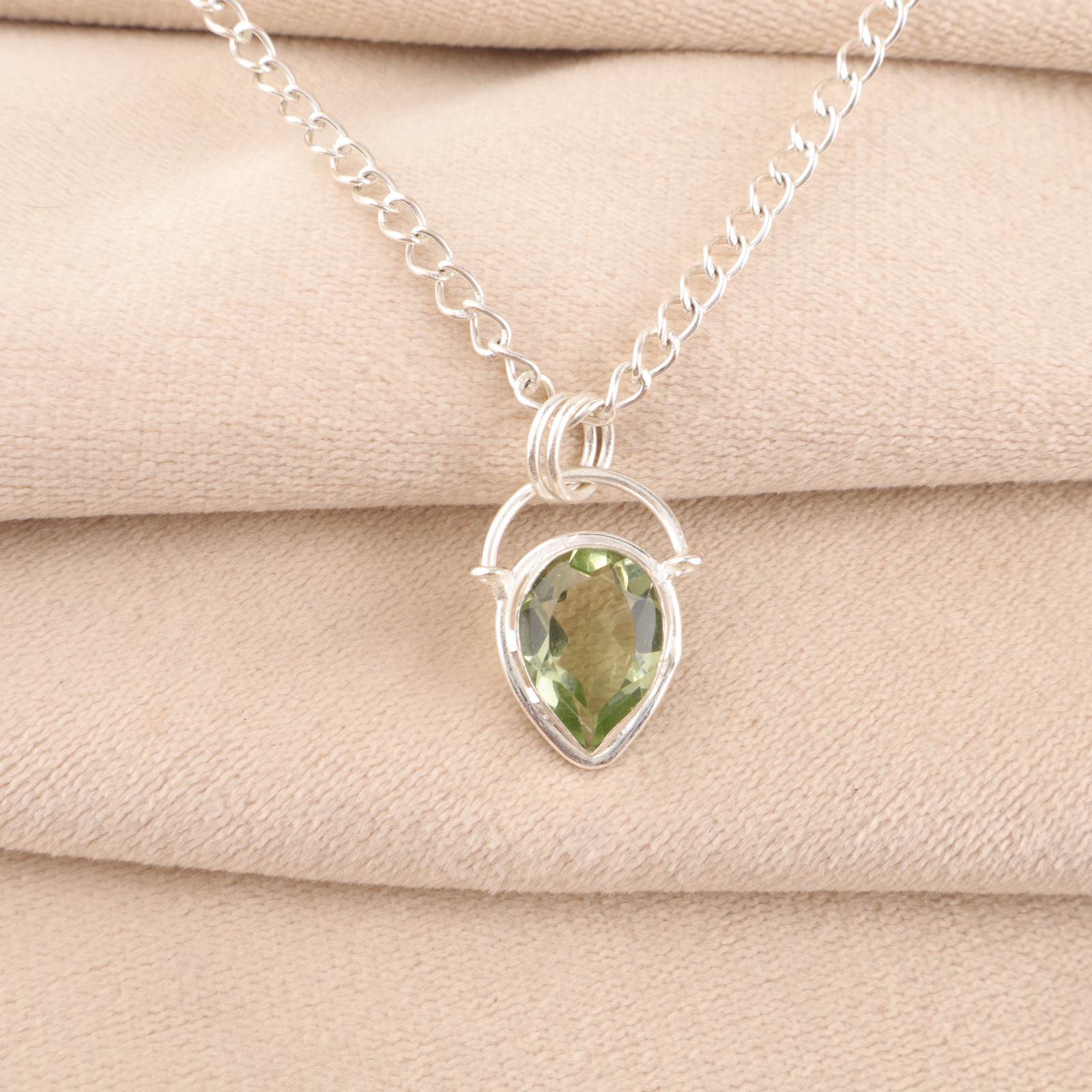 925 Silver Natural Green Amethyst Anniversary Engagement Birthday Wife Pendant