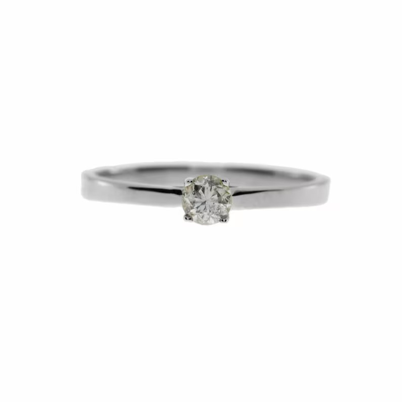 Round Cut DEF I1-I3 Natural Diamond Anniversary Ring UGL 14K White Gold 0.25Ct
