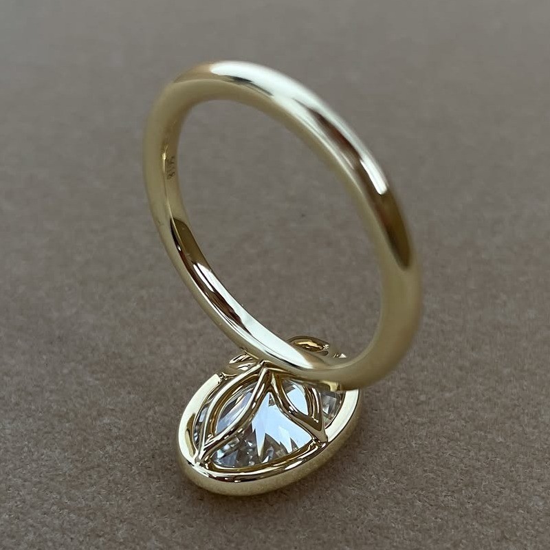 2.24 CT Oval Cut Moissanite Bezel Set Engagement Ring 14K Yellow Gold Plated