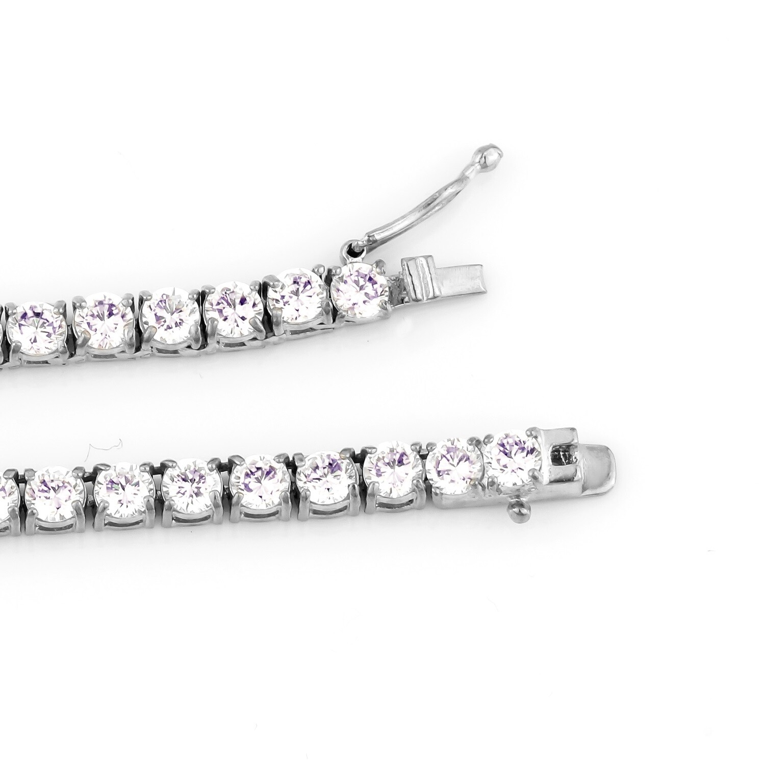 Mens Tennis Chain Necklace 100% Stainless Steel Cubic Zirconia Chain Bracelet