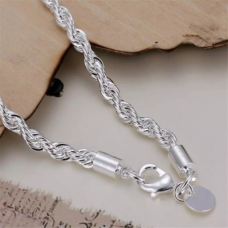 Unisex Women’s 925 Sterling Silver Bracelet Size 8 Inches 4MM lobster Xmas Gifts