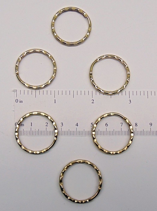Lot 12 KEY RINGS ~ 25mm 1″ Sturdy Split Ring ~ Hammered GOLD ~ Textured Design