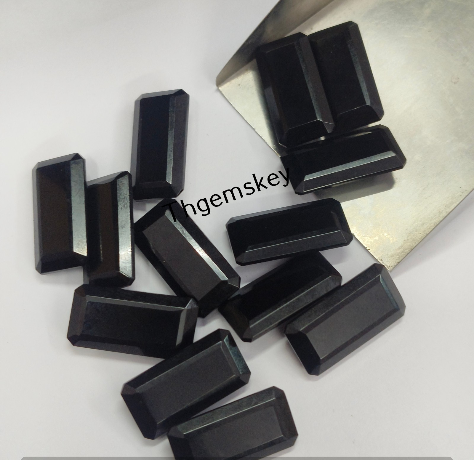 Natural Black Onyx Faceted Cut Long Octagon Shape Gemstone 6x12mm-15x30mm