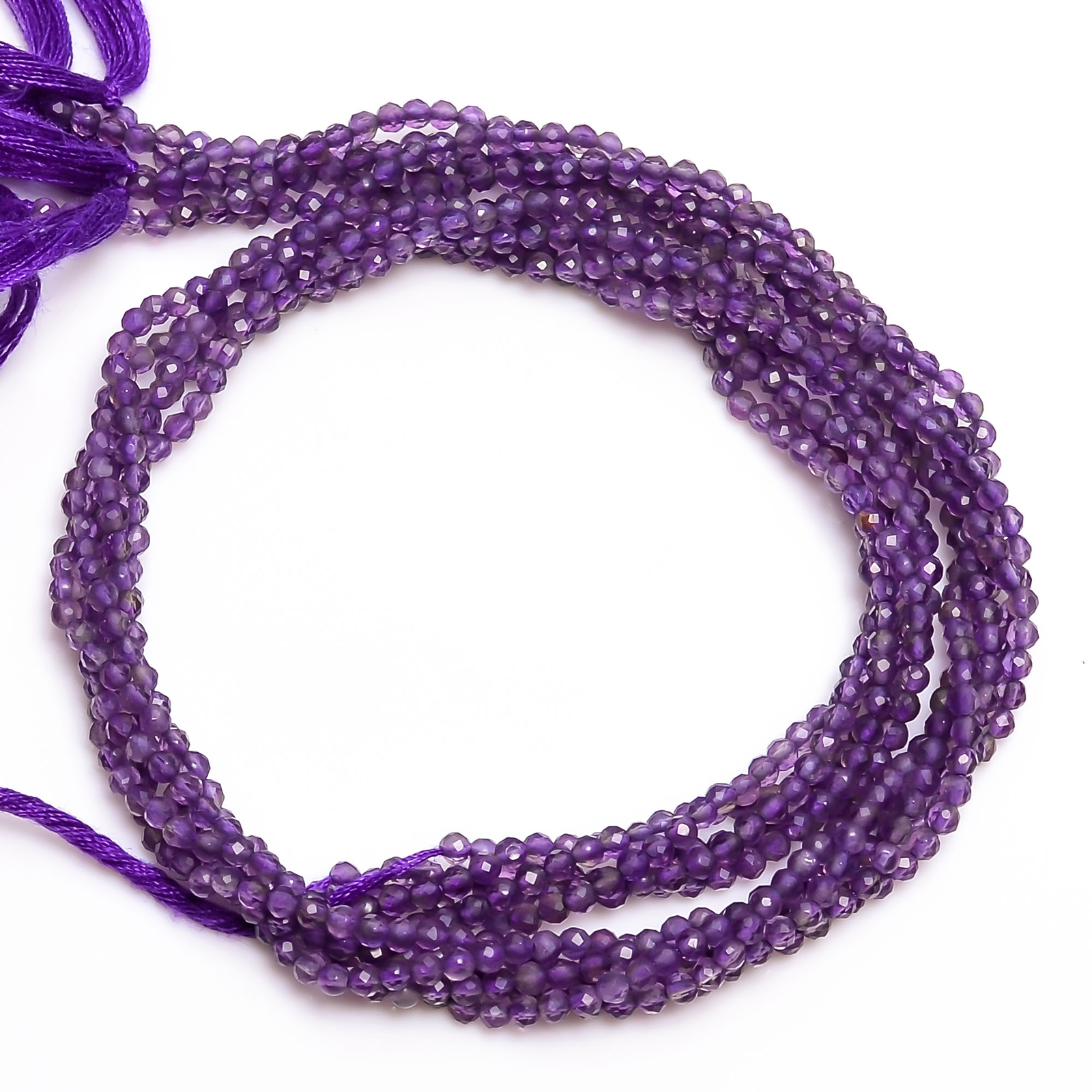 2.5.mm Natural Amethyst Faceted Round Beads For Jewelry 33 cm Strand EB-7