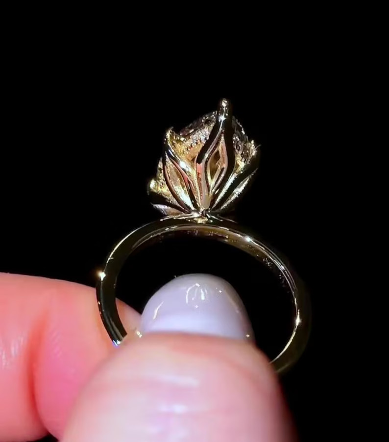 Lab Grown Diamond Marquise 3.2Ct EF/VS2 Hidden Halo Wedding Ring 14K Yellow Gold