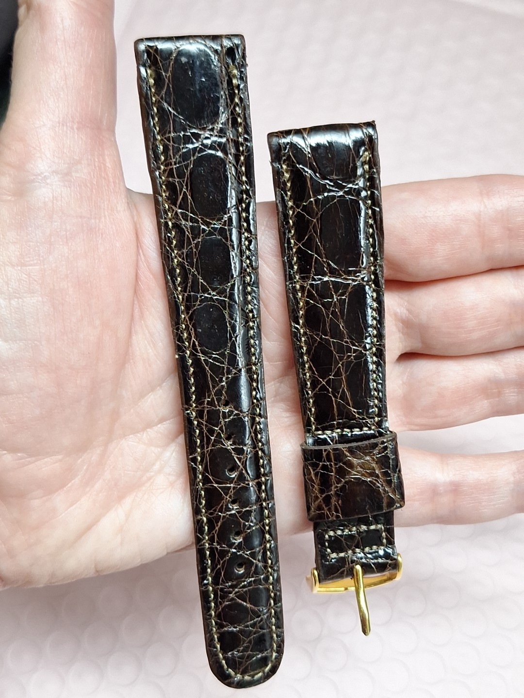 JB Champion Dark Brown Brazilian Crocodile Leather Watch Band Strap 3/4″ LONG