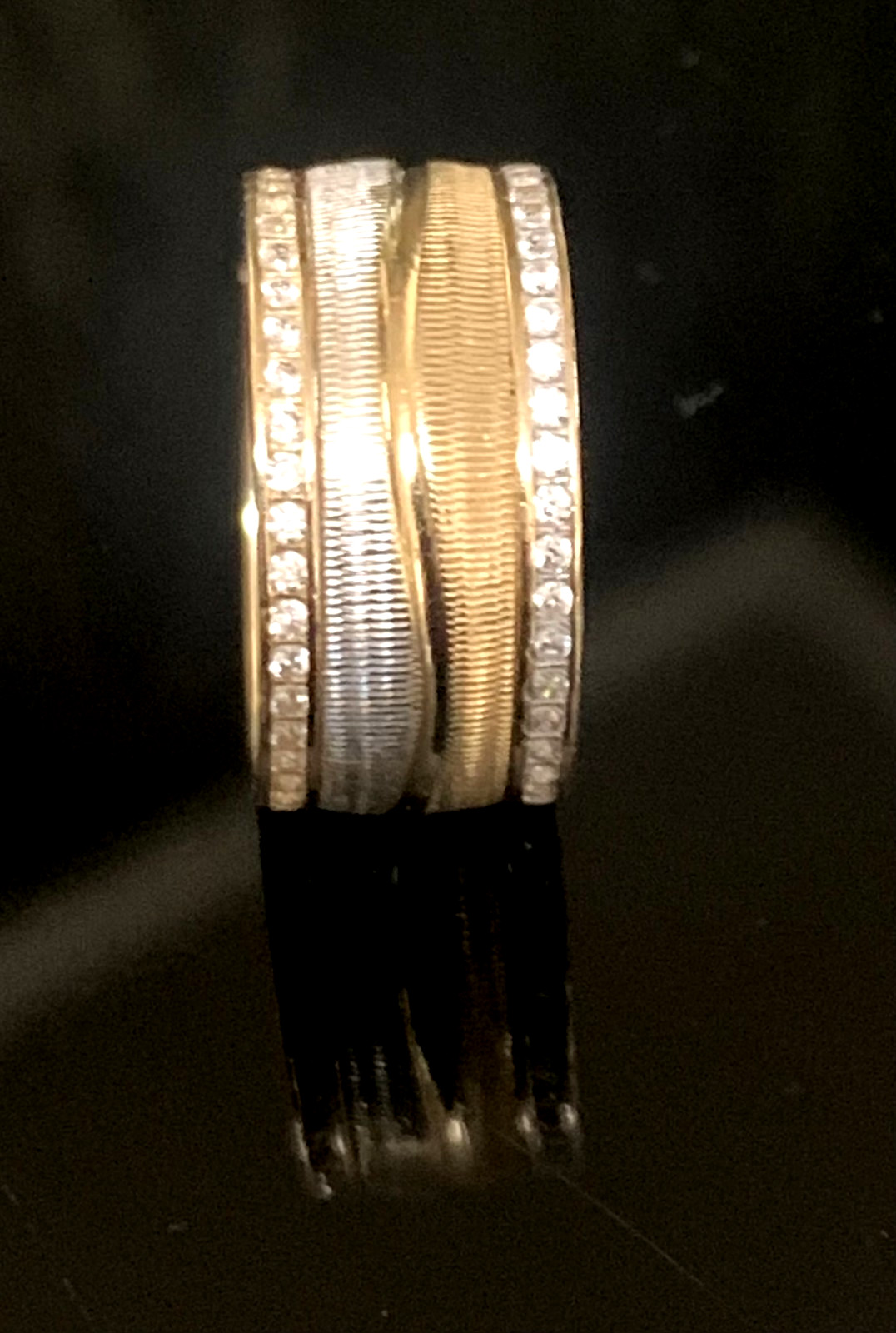 Two-tone gold ring ⋆ with white gemstones ⋆IPEKVERA 585☆dainty finger ring☆