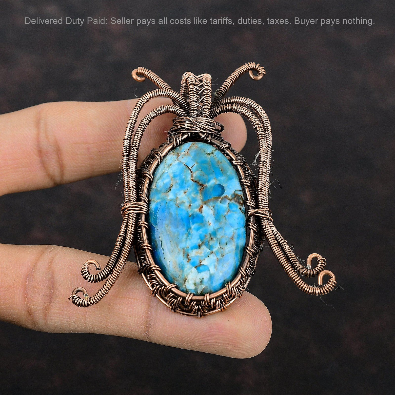 Copper Neon Apatite Gemstone Ethnic Birthday Wire Wrapped Sister Pendant Jewelry