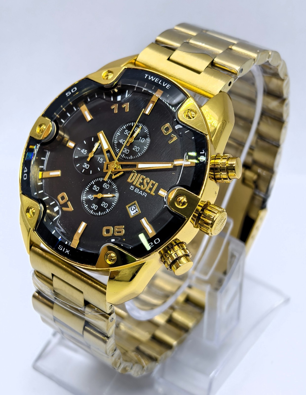 Awesome Diesel Spiker ”ONLY THE BRAVE” Chronograph Quartz Men’s Wrist Watch