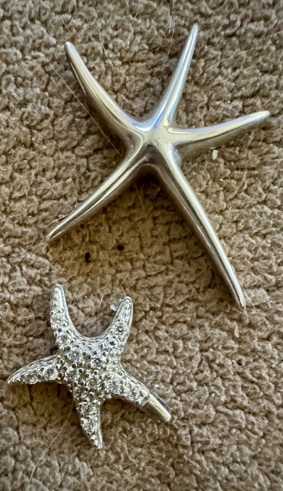 Sterling Silver 925 Bundle Of 2 Starfish Mini Pendants