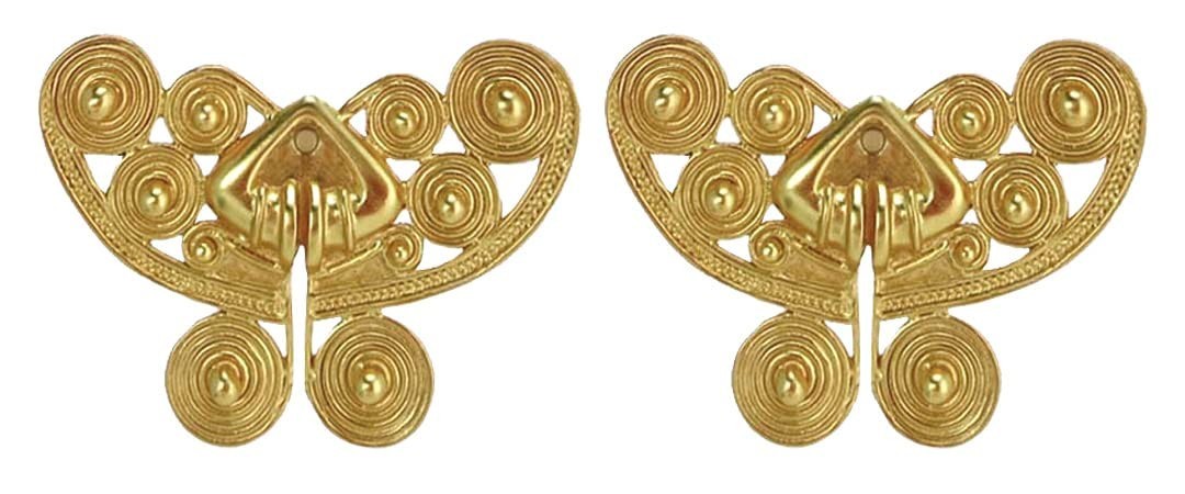 24k GP Pre-Columbian Spirals Butterfly 0.6″ Stud Earrings | Across The Puddle