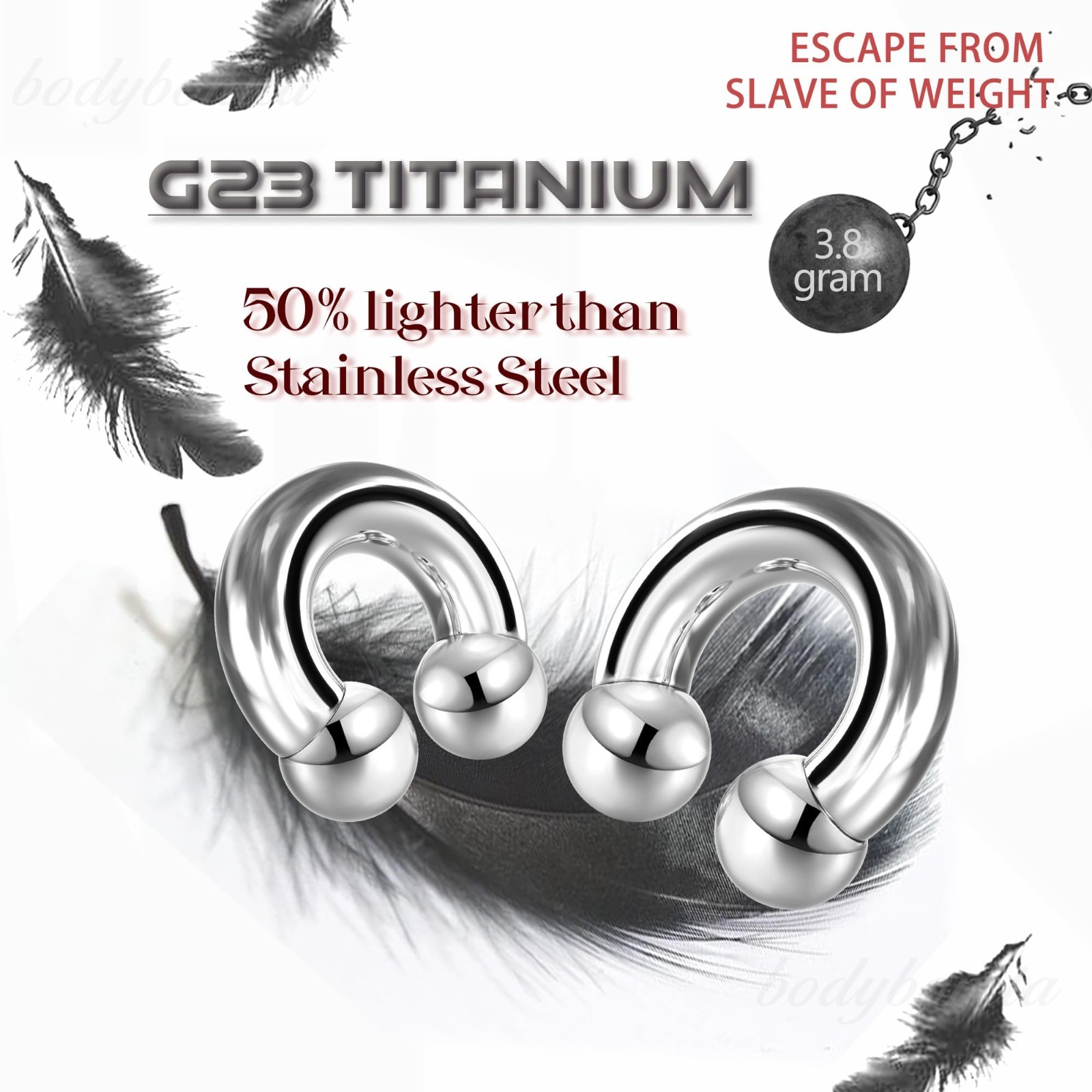 Titanium Septum Ring Horseshoe Pincher Spike – Body Piercing Jewelry for Men & W