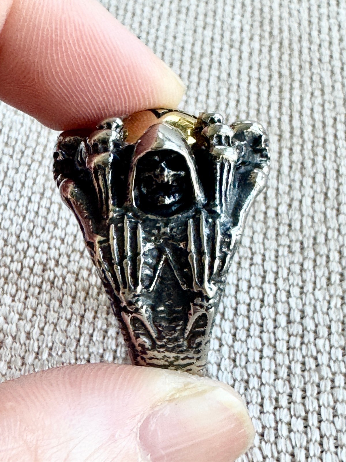 Hexagram star Hand Devil Reaper Skull Ghost Gothic Biker Silver man Ring