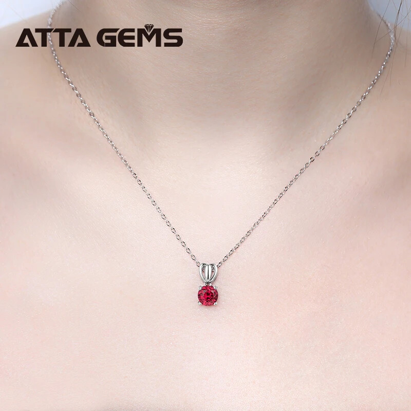 1 Carat Ruby Pendant Round Cut Pendant Necklace Gift for Her Gorgeous Pendant
