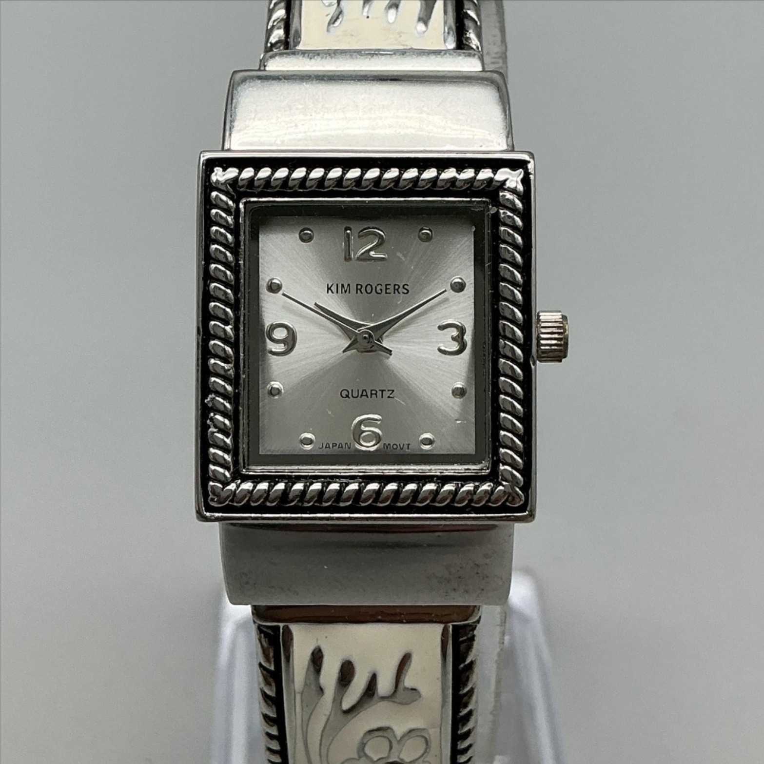 Kim Rogers Womens Watch 22mm Silver Tone Floral Bangle Silver Tone New Battery