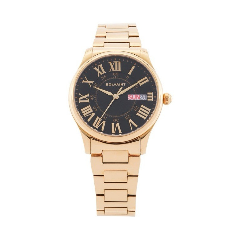 BOLVAINT Paris Women’s Quartz 34mm Black Roman Dial Day/Date Gold SS Box