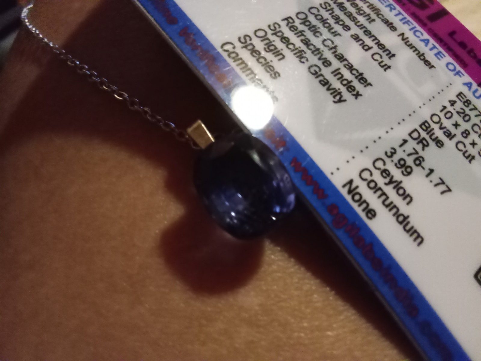 4.2ct. Blue Sapphire Necklace With Original Card