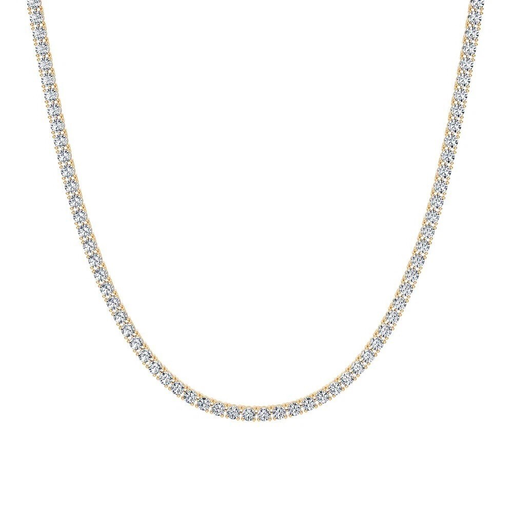 Lab Grown Diamond 20” Inch Tennis Necklace D VS 18.00 Carat 14k Gold Plated