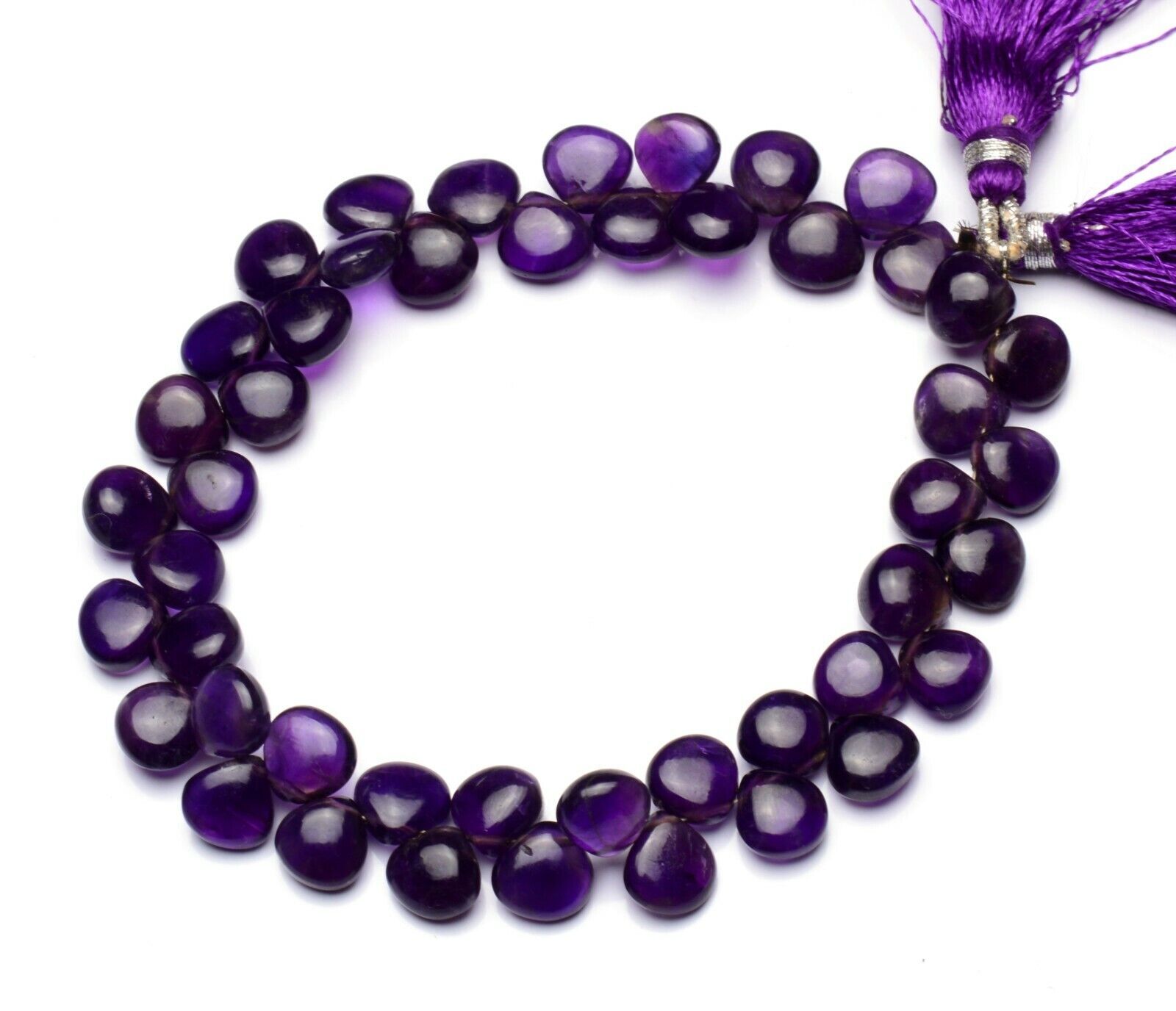 Natural Gem Purple Amethyst 8mm Approx. Size Smooth Heart Shape Beads 8.5″