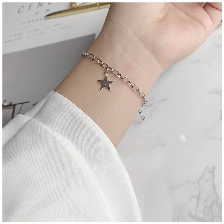 Beautiful Star Charm Stainless Steel Bracelet Women Anti Tarnish Hypoallergnic