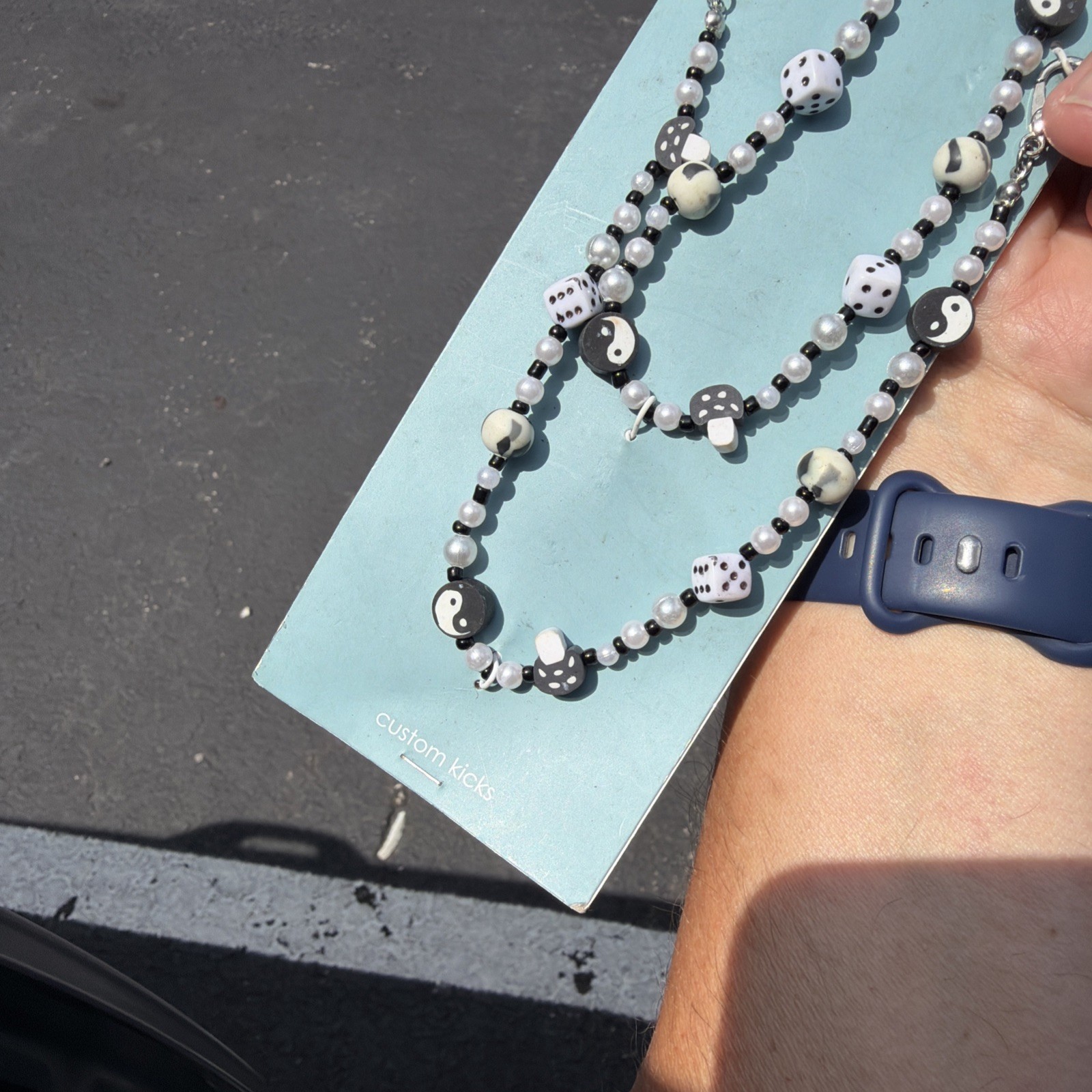 Hildie & Jo Shoe Chain Ankle Bracelet Anklet NWT 2 Piece 11.2″ Yin/Yang & Pearl