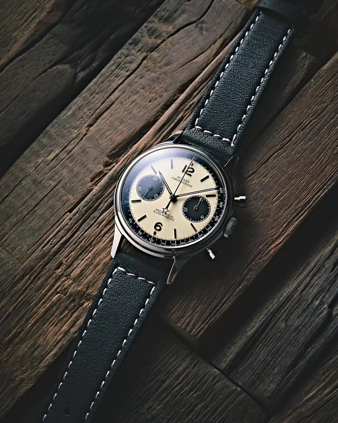 Seagull Sugess ST1901 Panda 38mm Champagne Chronograph Sapphire Display 1963