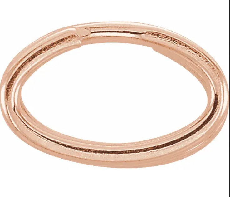 **TINY** 3.6×5.8mm OD Solid 14k ROSE Gold Oval Split Ring Clasp Charm Key Chain