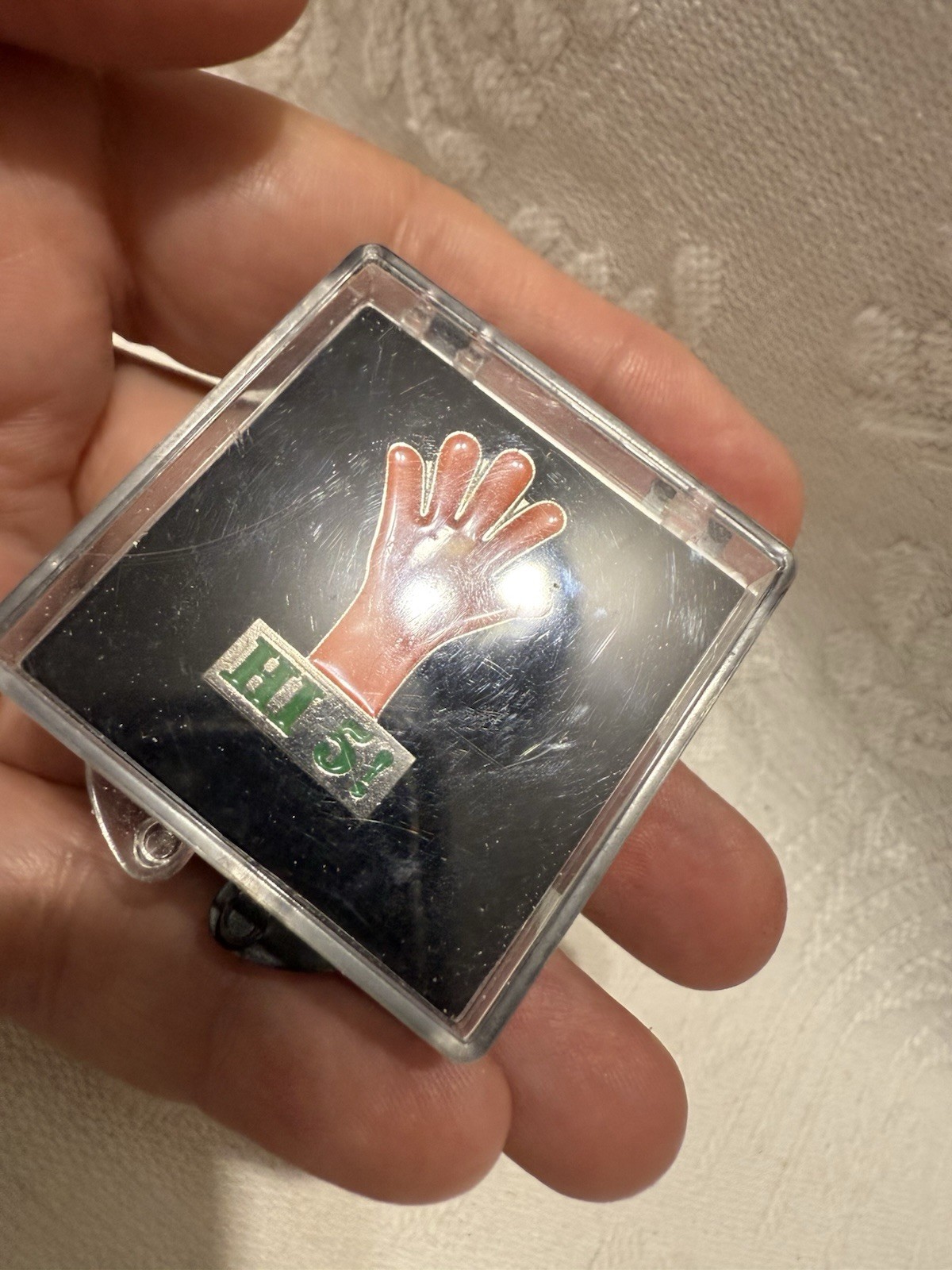 Orange Hand/“HI 5!” Logo-1” Metal Lapel Pin In Case