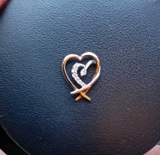 9ct Yellow and White Gold Cubic Zirconia Double Interlocking Heart Pendant