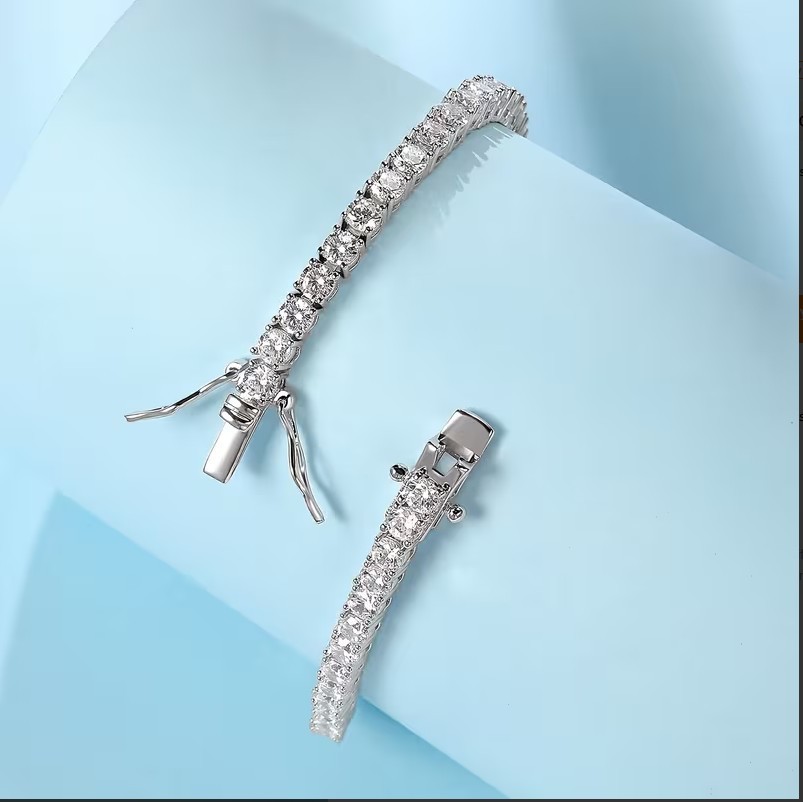Women’s Tennis Bracelet Christmas Gift Lab Grown Diamond 14K Solid White Gold
