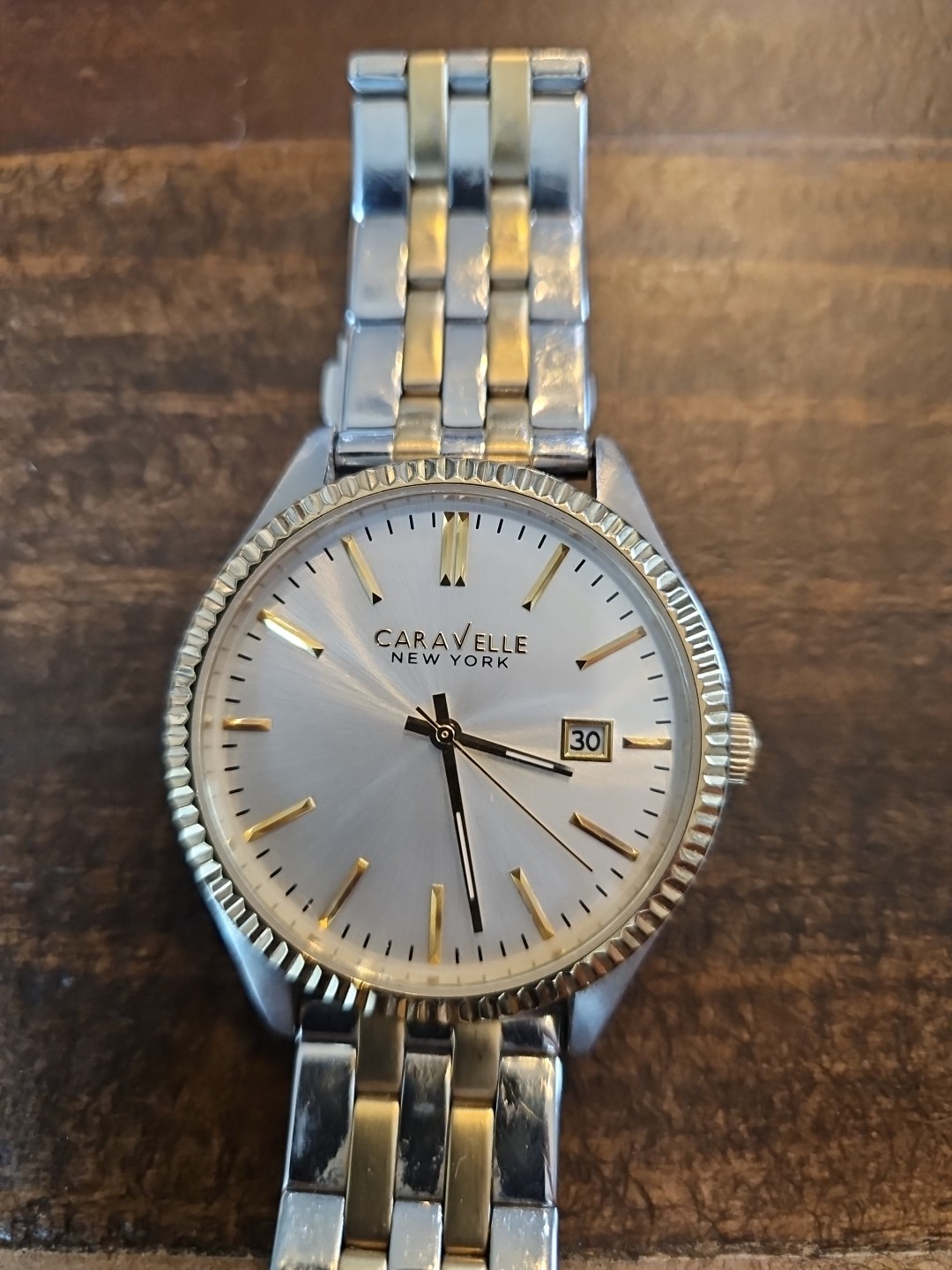 Caravelle New York by Bulova Men’s Watch 45B129 Two-Tone Silver Dial Date 41mm