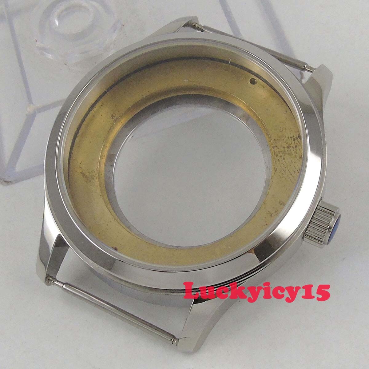 Polished 42mm sapphire glass Stianless steel watch case fit Miyota movement C20