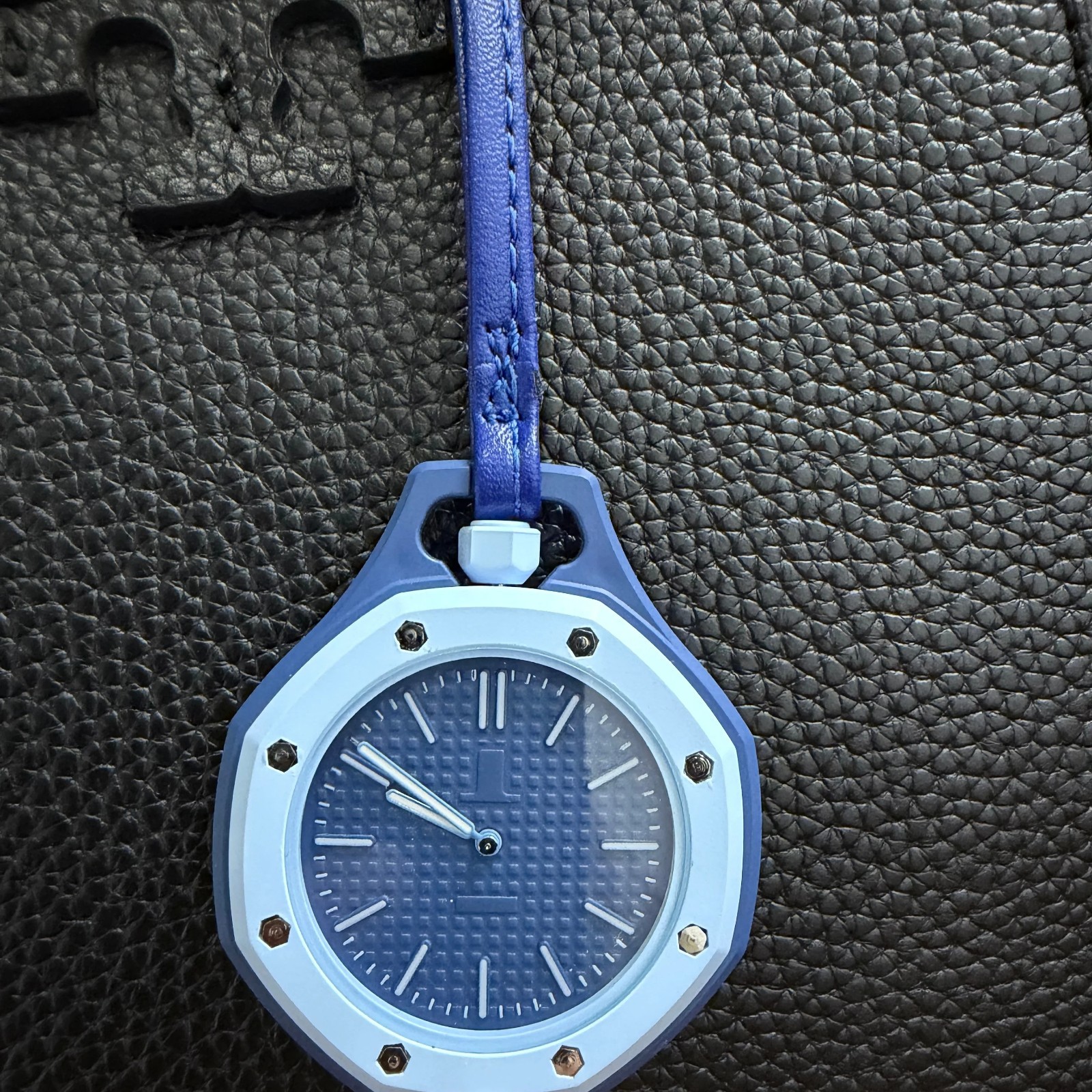 Octagonal Textured Dial Pendant Watch, Unisex, with Colorful Leather Strap