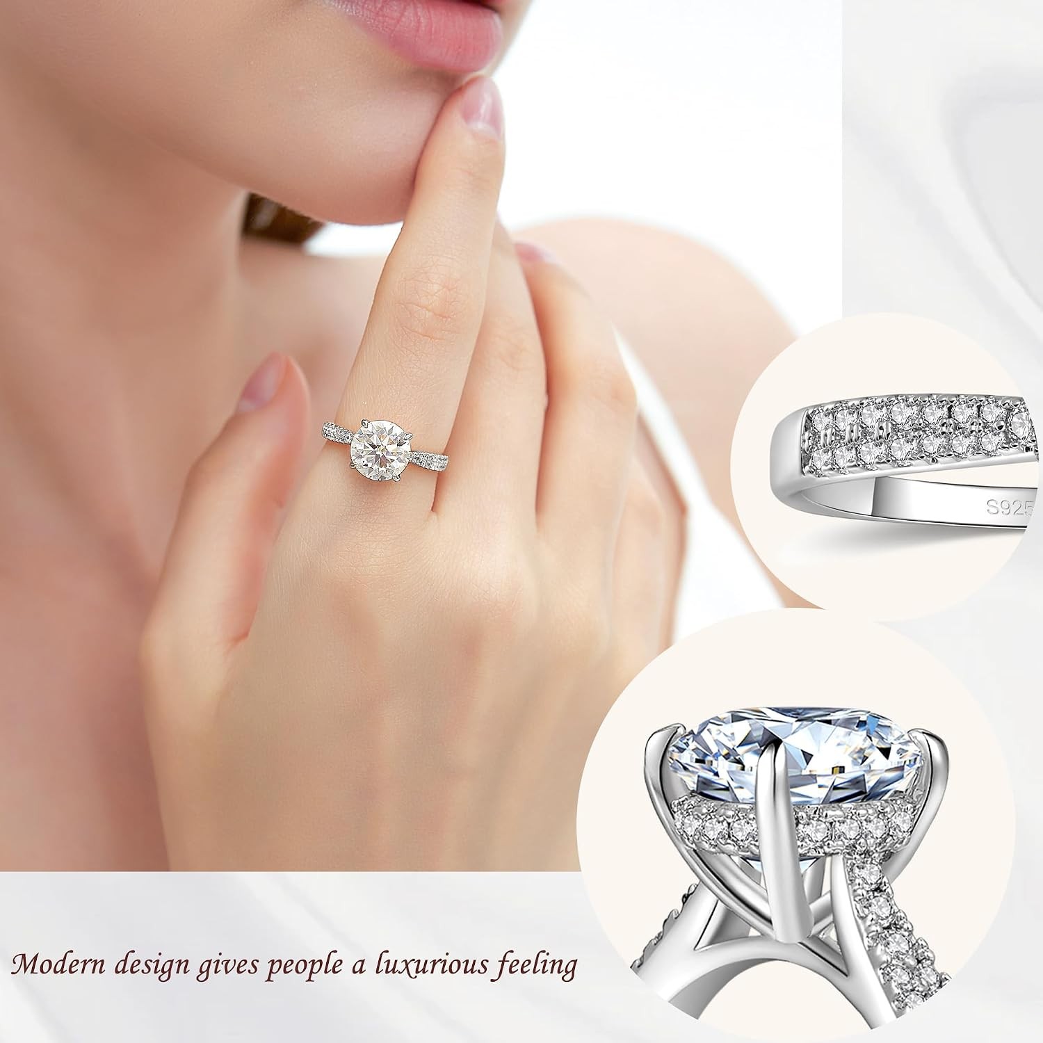 1.5-4CT D VVS1 Two-Tone 18K Gold Plated S925 Moissanite Engagement Ring