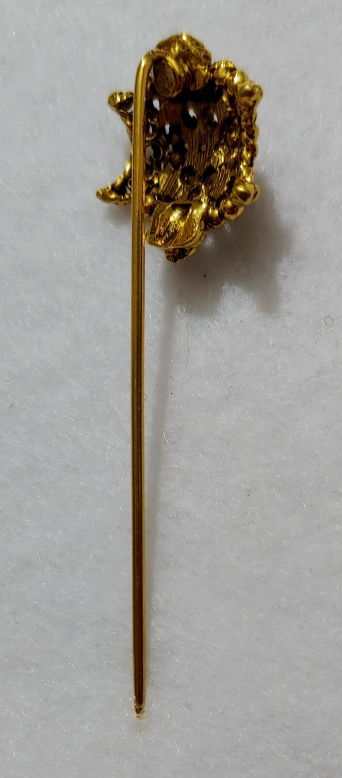 VERY NICE – Great Textured Gold Tone Faux Pearl Stick Pin – 2 1/8 in LONG