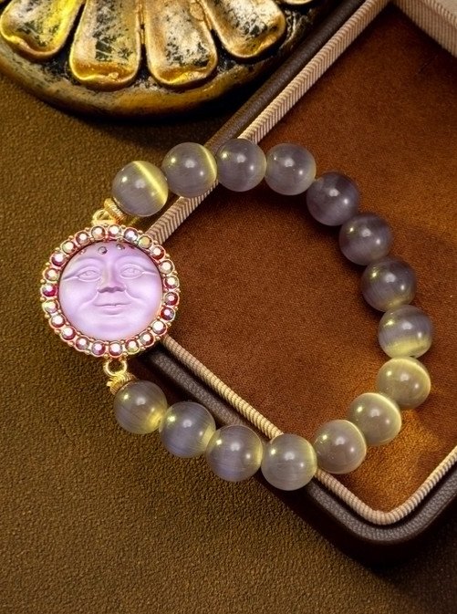 Moon face chunky stone bead bracelets