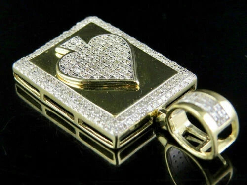 Men’s Spade Pendant 5 Ct Round Cut Lab Created Diamond 14K Yellow Gold Plated