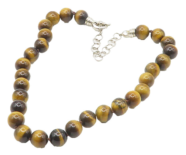 WHITNEY KELLY 925 Silver Vintage Tiger’s Eye Beaded Chain Necklace NE2931