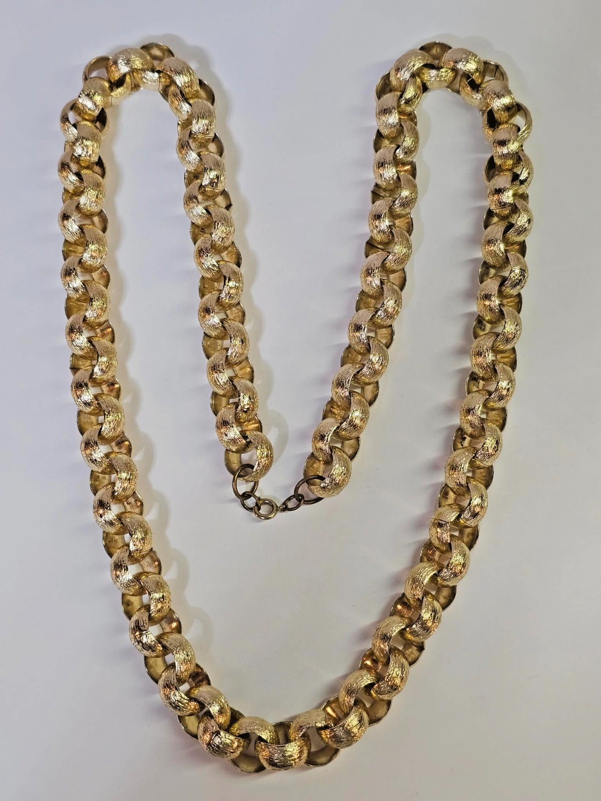 vtg Goldfilled/Goldplated Belcher Chain Chunky Wide Necklace Statement 31in-114g