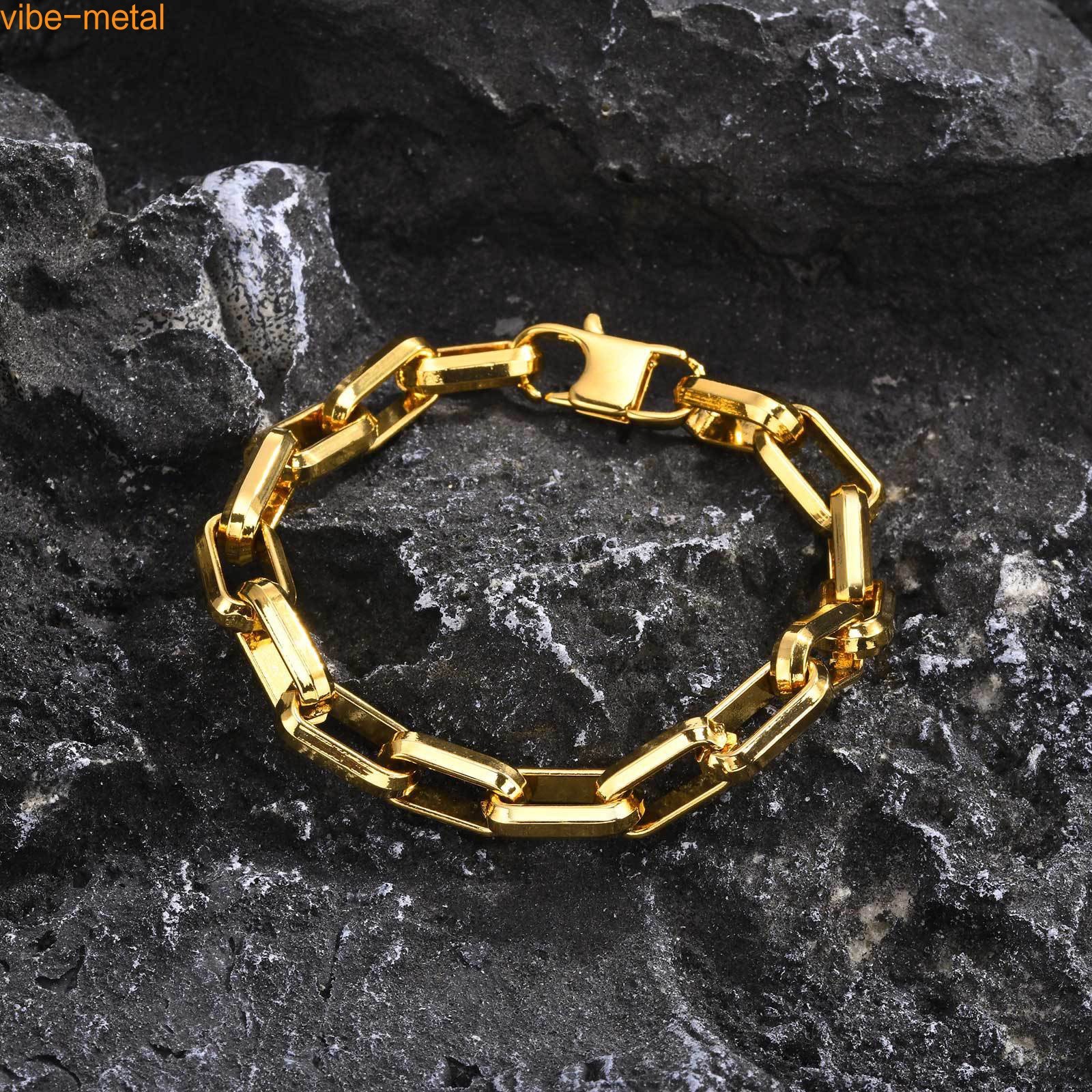 9.2mm Wide Stainless steel Chunky Paperclip Chain Bracelets Men Chain Wristband