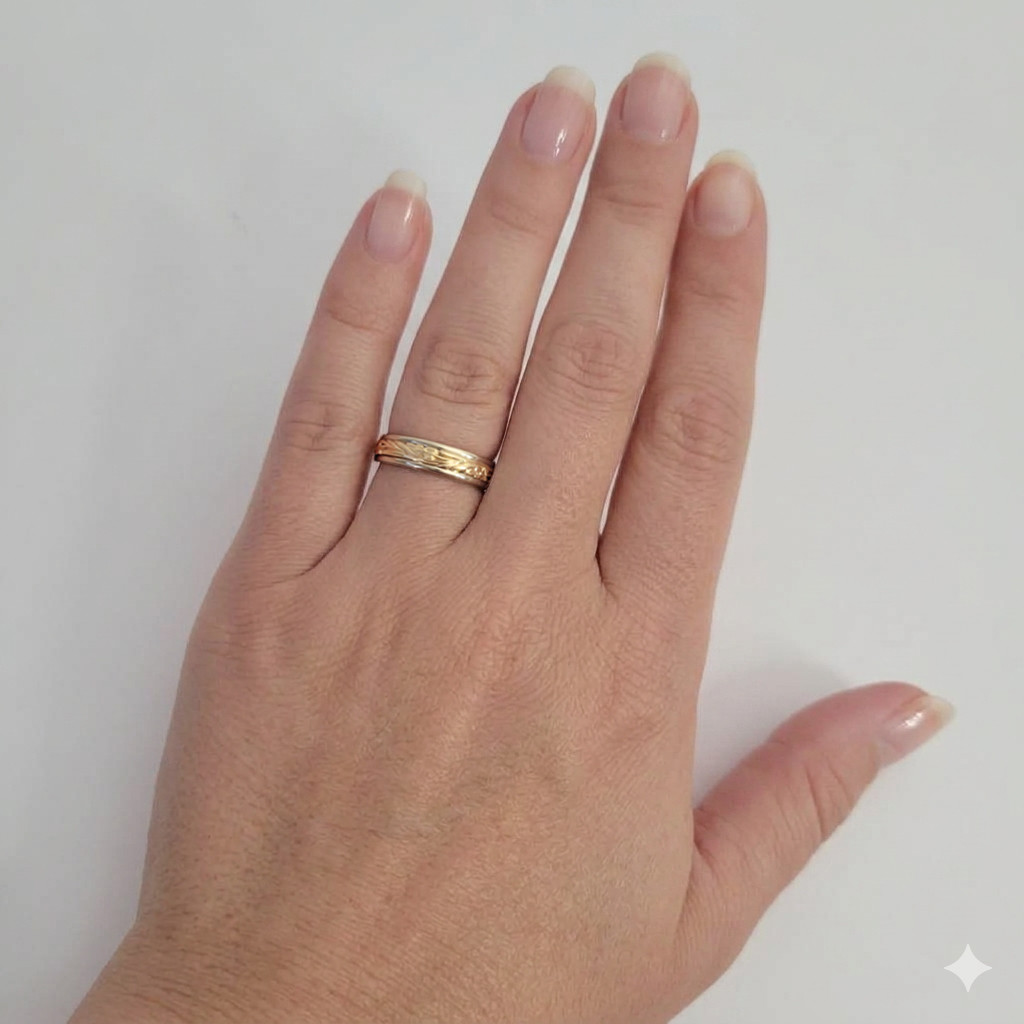 Vintage ArtCarved 14k Iconic 2-Tone Gold Floral Eternity Wedding Band 4.4g