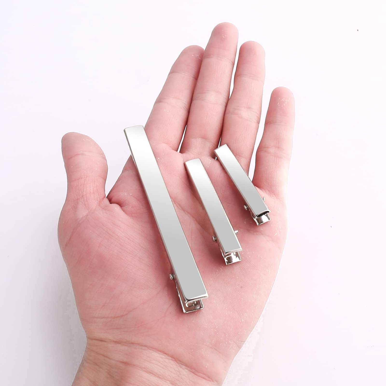 70 Pcs Alligator Hair Clips, 3 Sizes Oversized Metal Silver Hair Bow Clips Si…