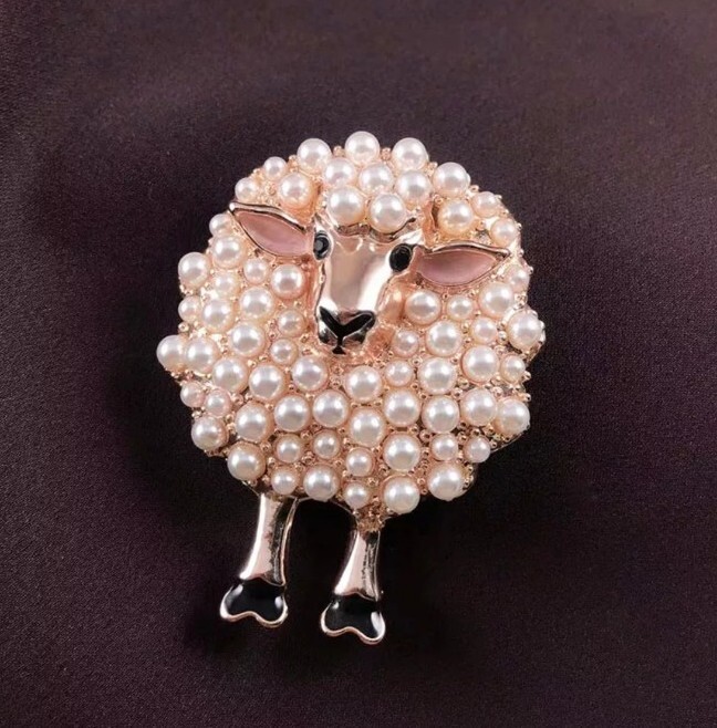 Art Deco Style Enamel Sheep Brooch