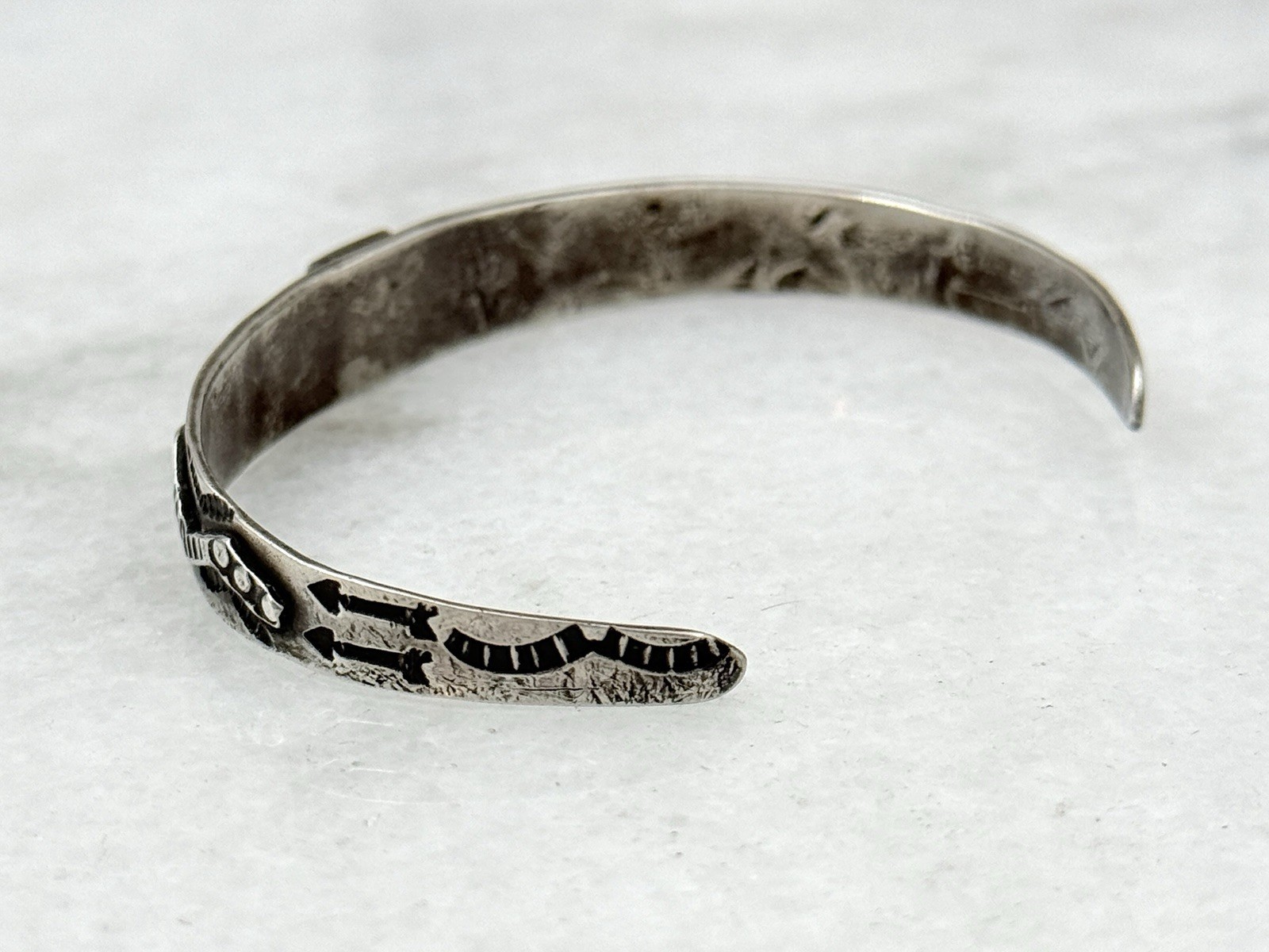 1930’s Fred Harvey Era Sterling silver Stamped Snake Cuff bracelet 6.25”
