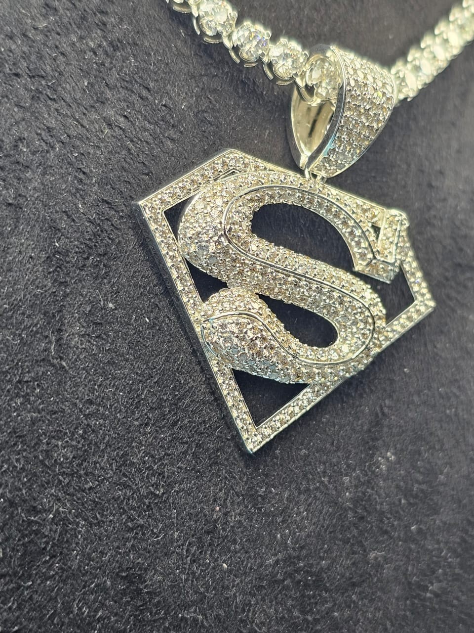 3Ct Round Cut Moissanite Customize Superman Only Pendant 14K Yellow Gold Plated