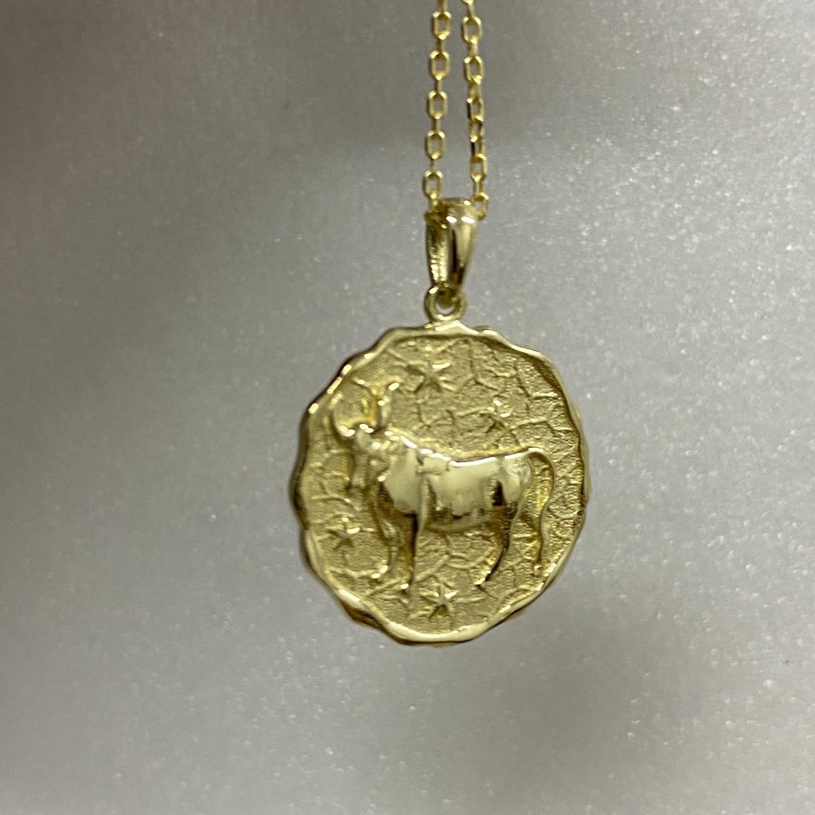 Zodiac Bull Coin Pendant Silver 925 / 9K / 10K Gold – Pendant Only, No Chain